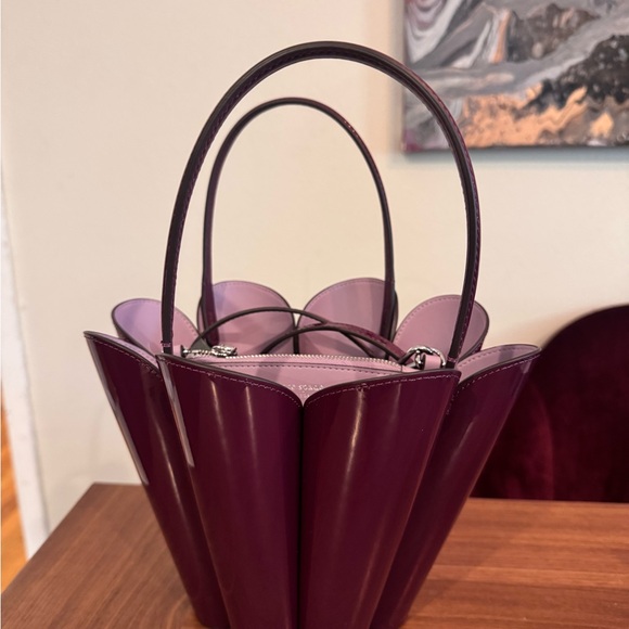Kate spade the patent spade flower crossbody bucket Handbag purple NWT - Picture 6 of 8